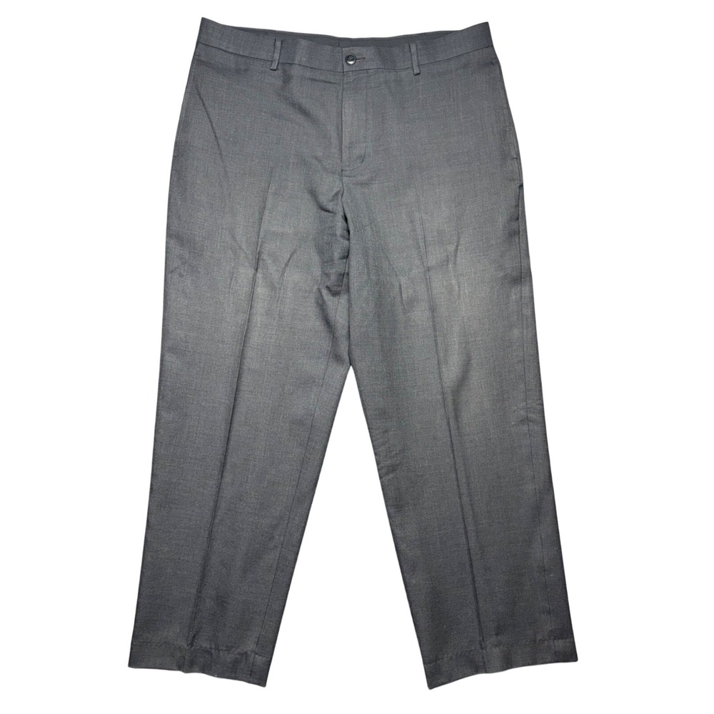Vintage L.L. Bean Pants Men 37W Gray 100% Wool Dress Trousers Flat Front Classic